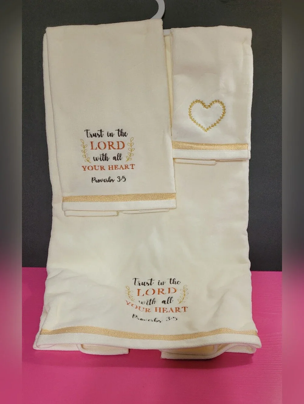 Grateful Thankful Blessed 100% Cotton Bath Towel Set Proverb 3:5 New (1189)